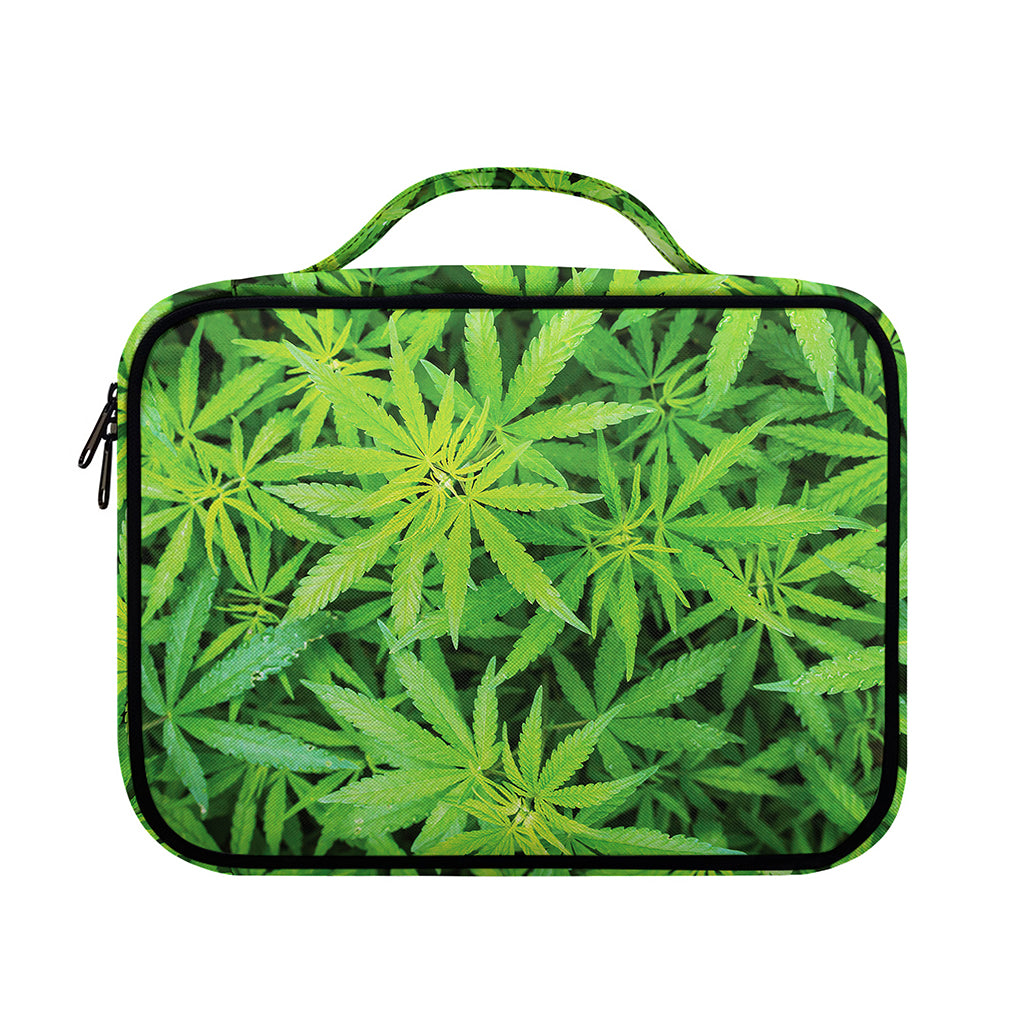 Green Pot Leaf Print Briefcase Bible Bag