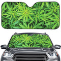 Green Pot Leaf Print Car Windshield Sun Shade