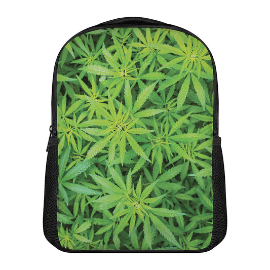Green Pot Leaf Print Casual Backpack