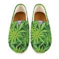 Green Pot Leaf Print Casual Shoes
