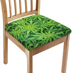 Green Pot Leaf Print Chair Cushion Cover