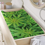 Green Pot Leaf Print Changing Pad Cover