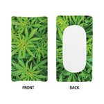 Green Pot Leaf Print Changing Pad Cover