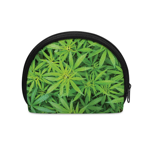 Green Pot Leaf Print Coin Purse