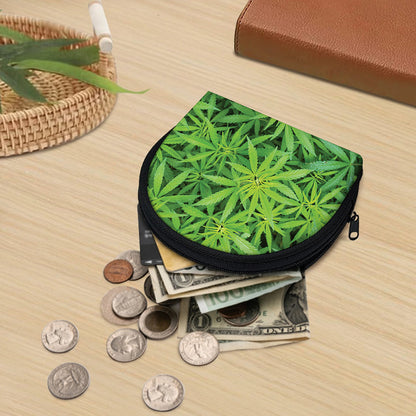 Green Pot Leaf Print Coin Purse