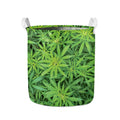 Green Pot Leaf Print Collapsible Laundry Basket