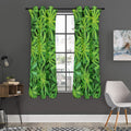 Green Pot Leaf Print Grommet Curtain Panels