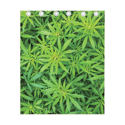 Green Pot Leaf Print Curtain