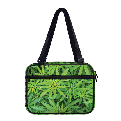 Green Pot Leaf Print Double Strap Bible Bag