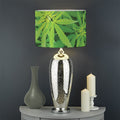 Green Pot Leaf Print Drum Lamp Shade