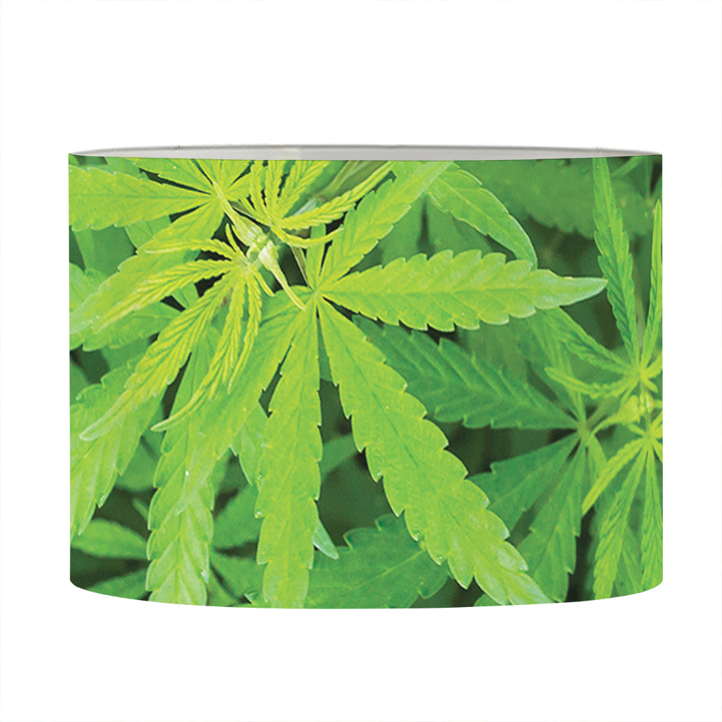 Green Pot Leaf Print Drum Lamp Shade