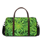 Green Pot Leaf Print Duffle Bag