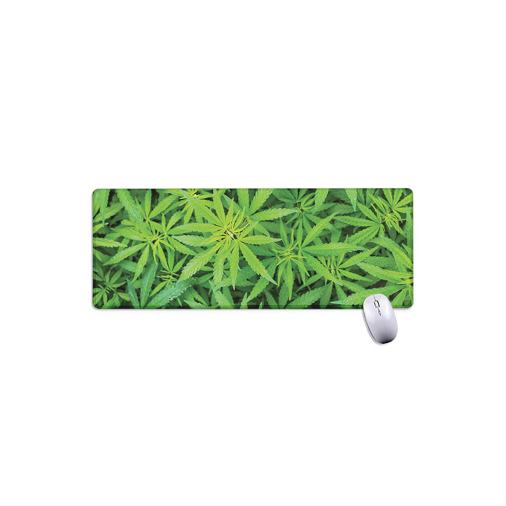 Green Pot Leaf Print Extended Mouse Pad
