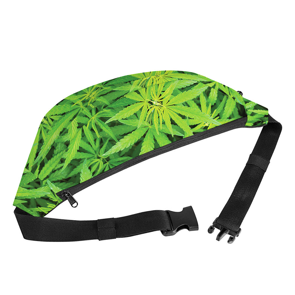 Green Pot Leaf Print Fanny Pack