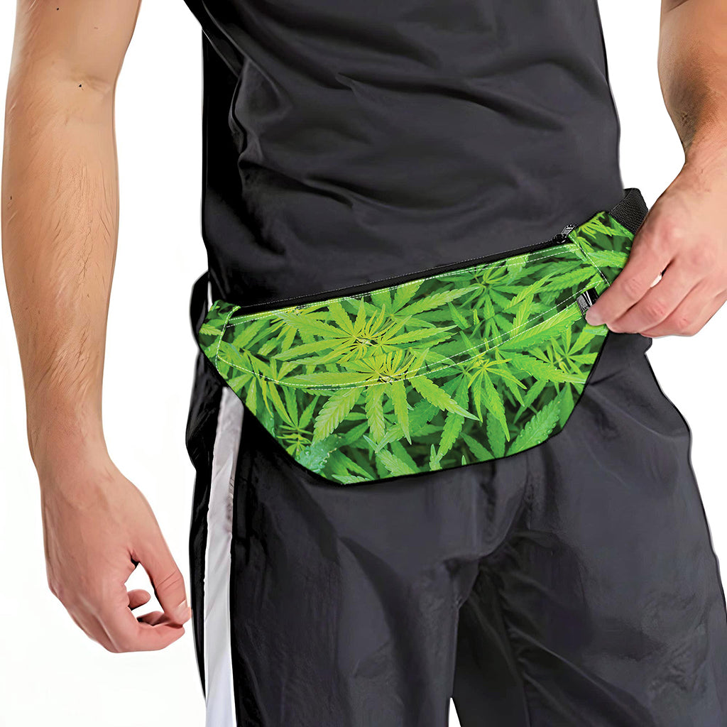 Green Pot Leaf Print Fanny Pack