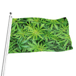 Green Pot Leaf Print Flag