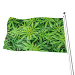 Green Pot Leaf Print Flag