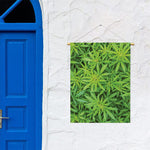 Green Pot Leaf Print Garden Flag