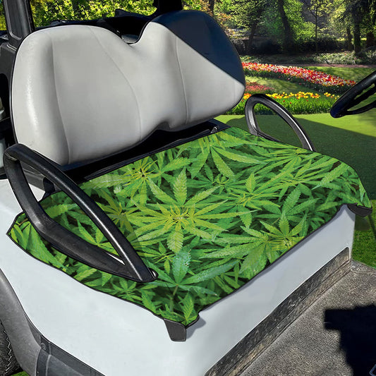 Green Pot Leaf Print Golf Cart Seat Cover