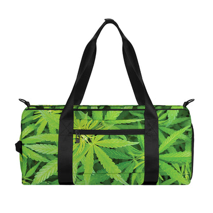 Green Pot Leaf Print Gym Bag