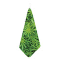 Green Pot Leaf Print Hand Towel