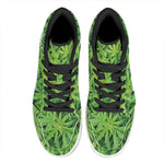 Green Pot Leaf Print High Top Leather Sneakers
