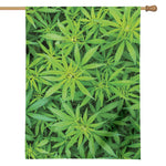 Green Pot Leaf Print House Flag