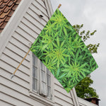 Green Pot Leaf Print House Flag