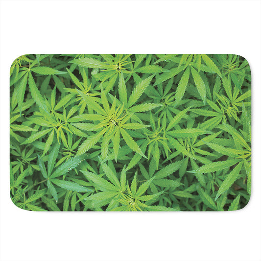 Green Pot Leaf Print Indoor Door Mat