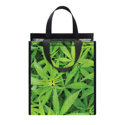 Green Pot Leaf Print Insulated Lunch Tote
