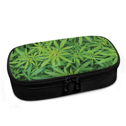 Green Pot Leaf Print Insulin Cooler Travel Case