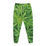 Green Pot Leaf Print Jogger Pants