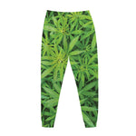 Green Pot Leaf Print Jogger Pants