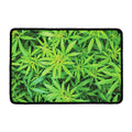 Green Pot Leaf Print Kitchen Mat