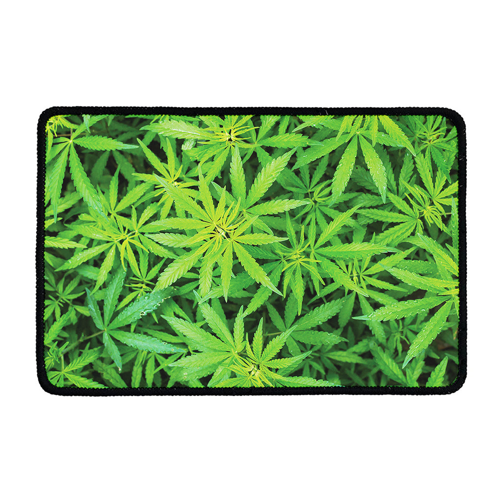 Green Pot Leaf Print Kitchen Mat