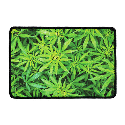 Green Pot Leaf Print Kitchen Mat