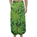 Green Pot Leaf Print Lantern Pants