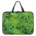 Green Pot Leaf Print Laptop Sleeve With Handle