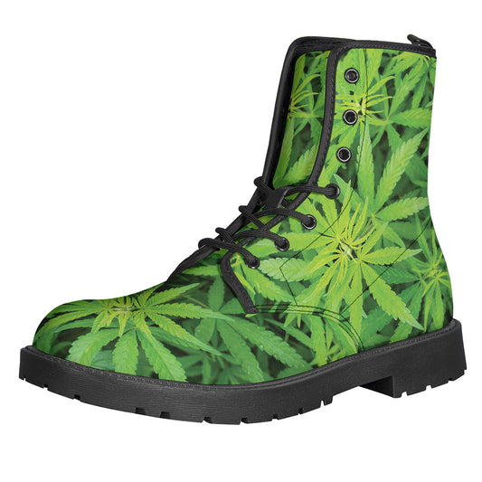 Green Pot Leaf Print Backpack