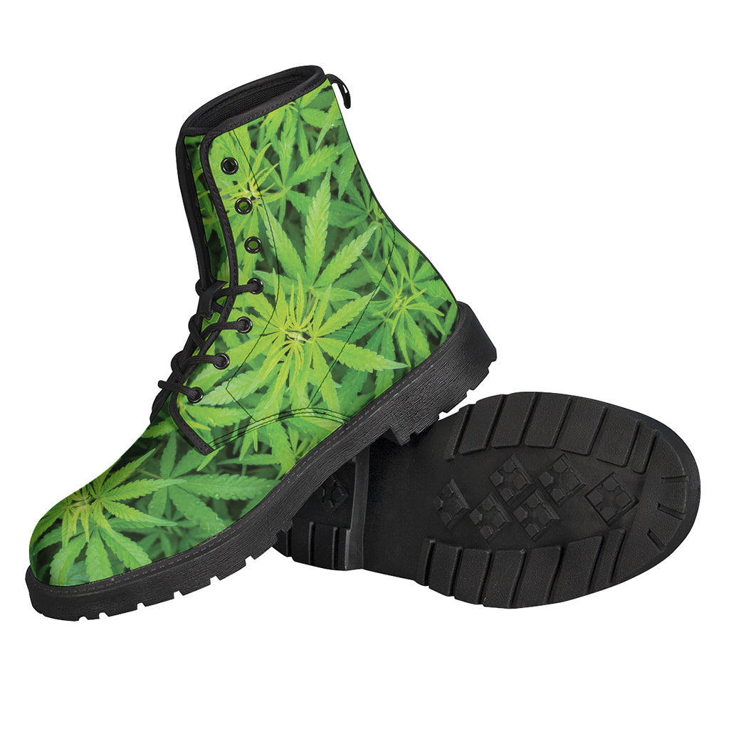 Green Pot Leaf Print Backpack