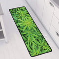 Green Pot Leaf Print Long Kitchen Mat