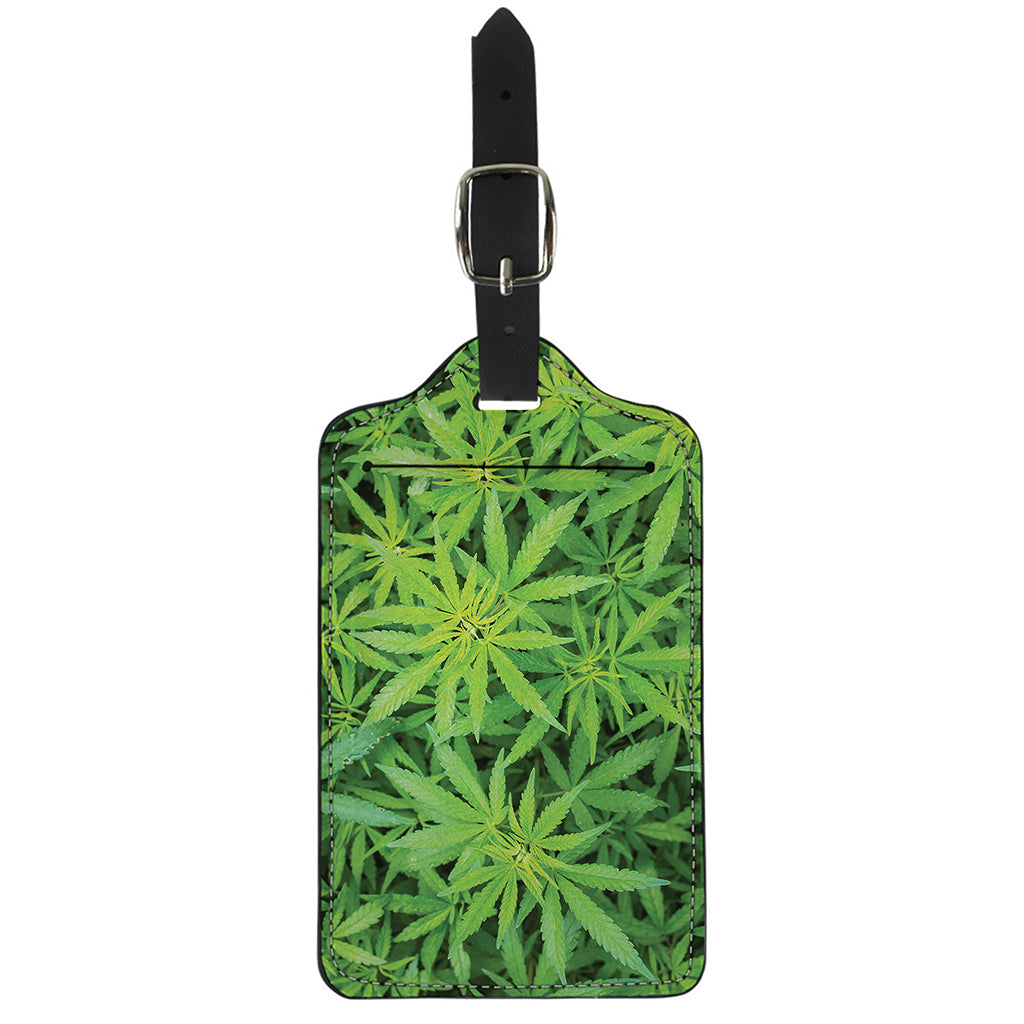 Green Pot Leaf Print Luggage Tag