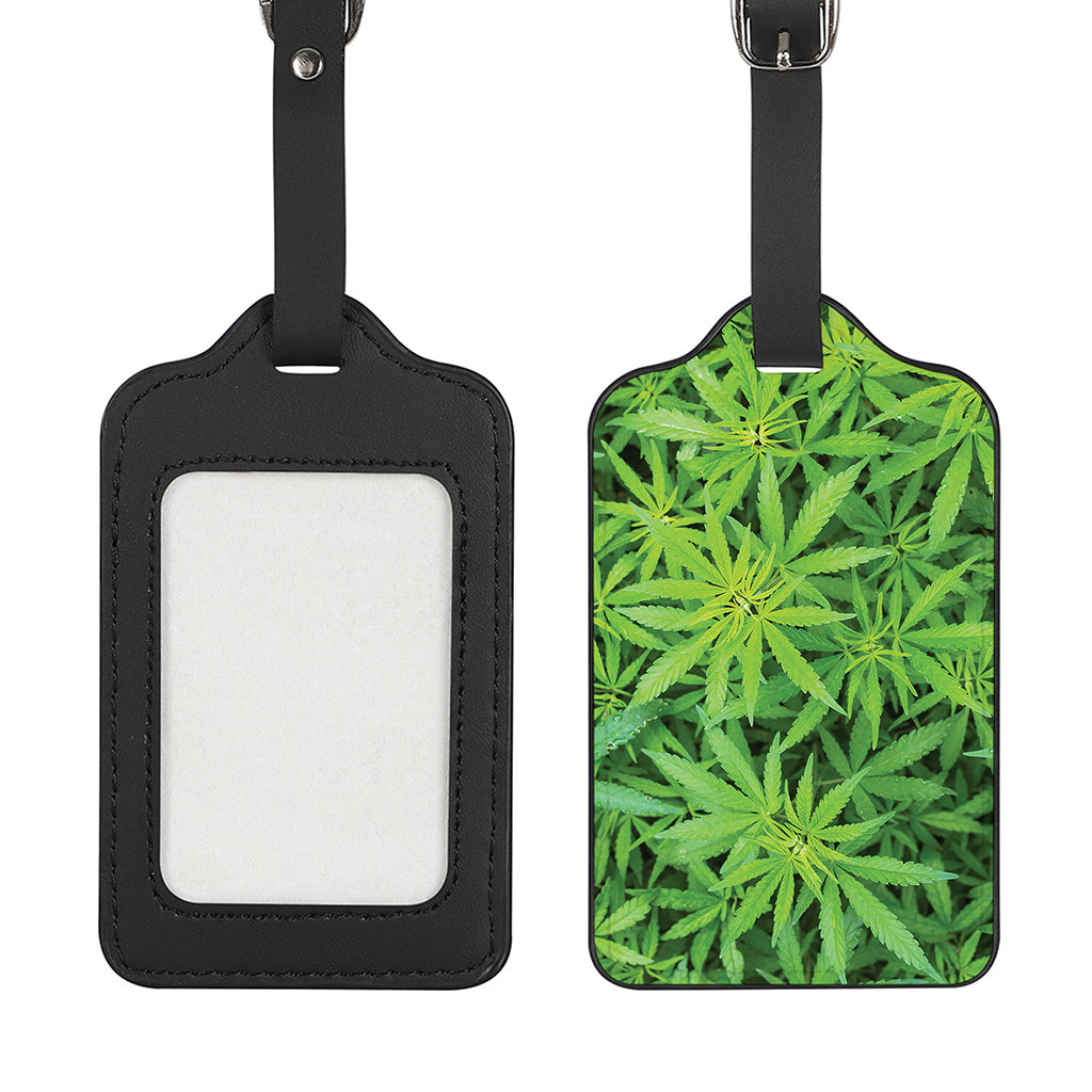 Green Pot Leaf Print Luggage Tag