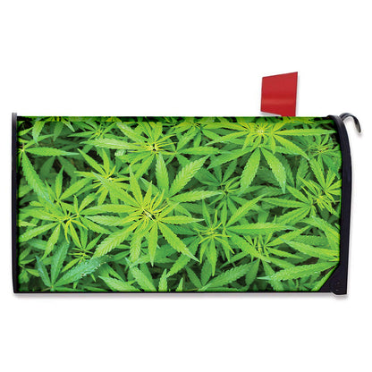 Green Pot Leaf Print Mailbox Cover