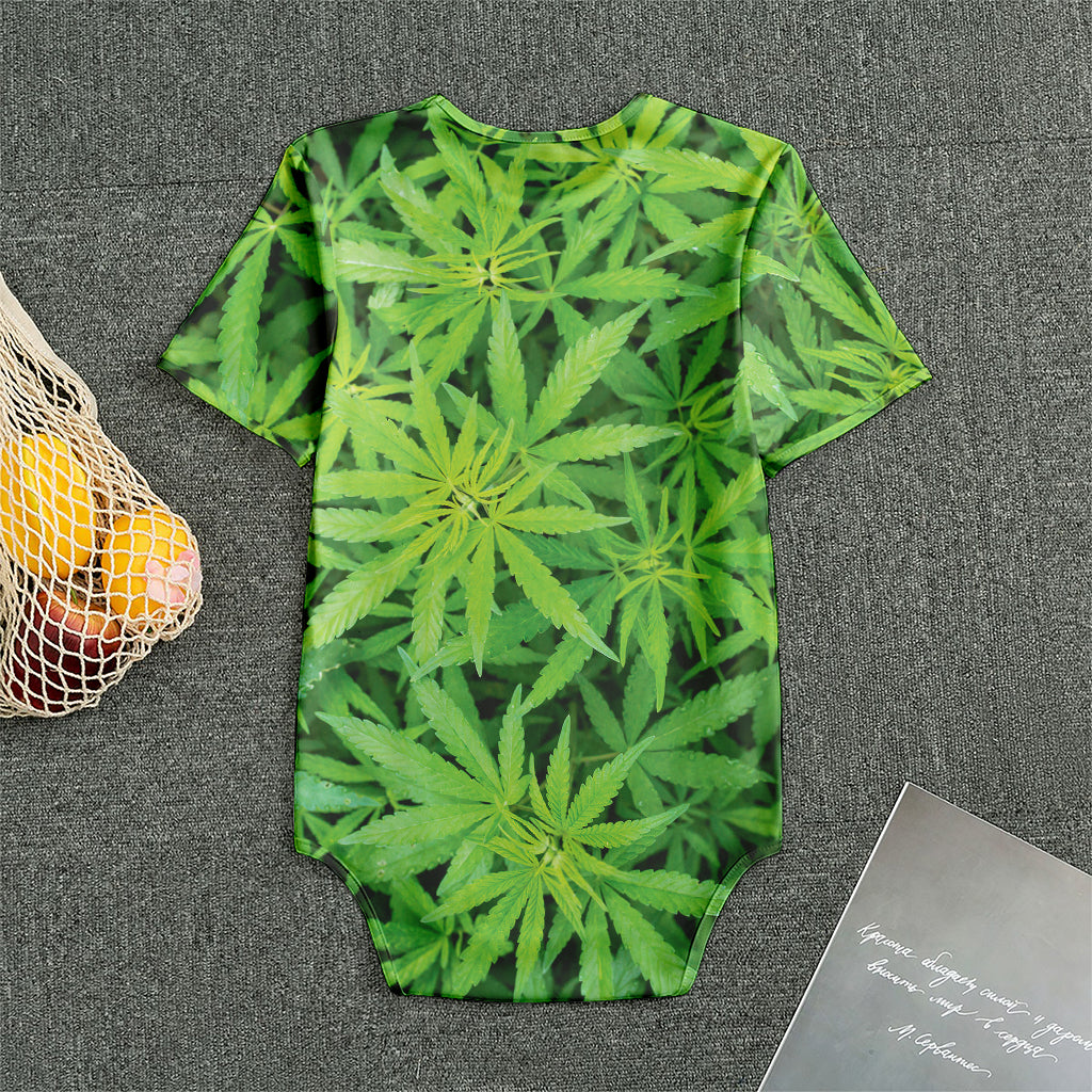Green Pot Leaf Print Men's Bodysuit