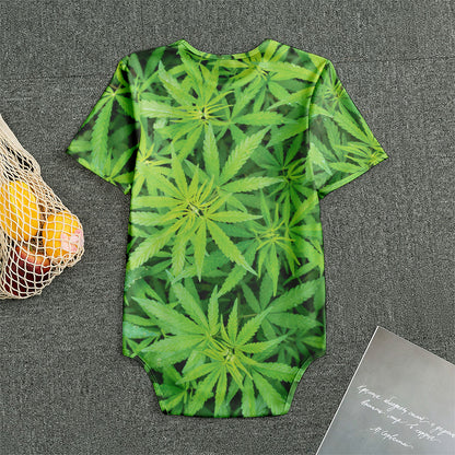 Green Pot Leaf Print Men's Bodysuit