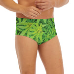 Green Pot Leaf Print Men's Briefs
