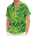 Green Pot Leaf Print Men's Deep V-Neck Shirt