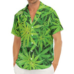 Green Pot Leaf Print Men's Deep V-Neck Shirt