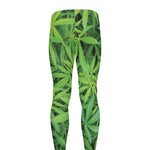 Green Pot Leaf Print Men's leggings